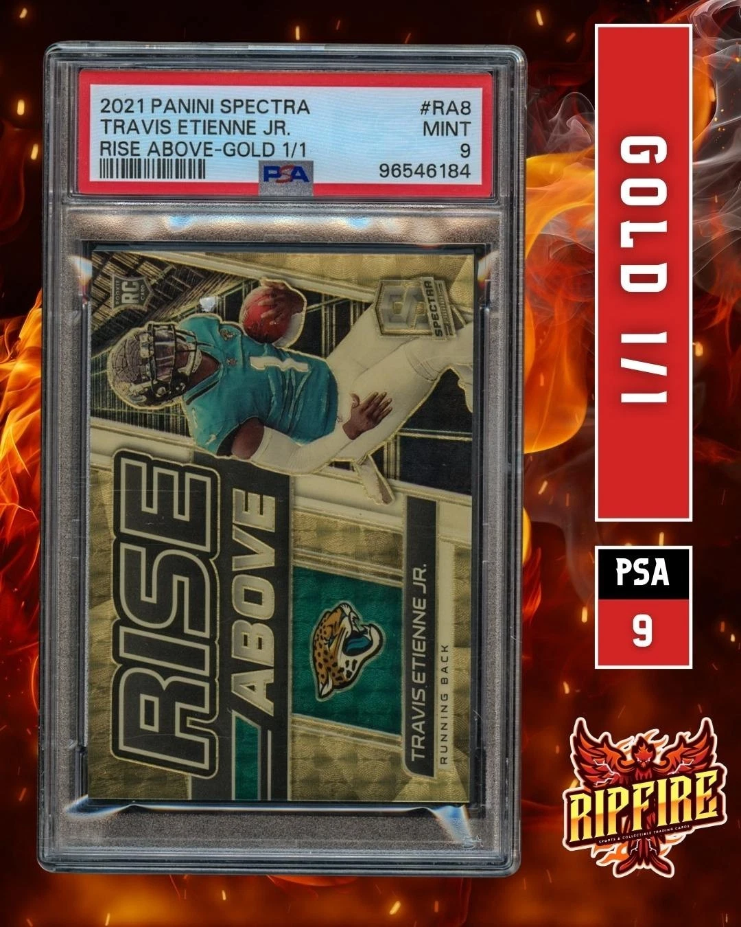 Deal for 2021 Panini Spectra Rise Above Travis Etienne Jr. Gold 1/1 #RA8 PSA 9 Jaguars