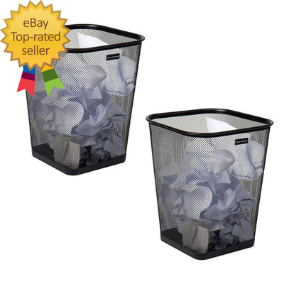 Mesh Trash Can Waste Paper Basket Square  9.75''L X 9.75''W X 12.25''H Set of 2