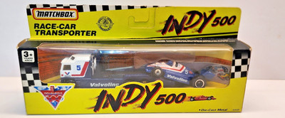 Vintage 1991 Matchbox Indy 500 Race Car & Transporter #5 Team Valvoline