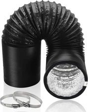 Cenipar 4 Inch 16 Feet Flexible Air Aluminum Ducting Vent Hose Black Thick Layer