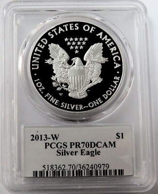 2013 W SILVER AMERICAN EAGLE $1 PROOF 1 OZ MERCANTI SIGNED COIN