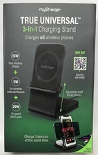 myCharge 3-in-1 15W Qi Fast Wireless Charging Stand for iPhones/Airpod/iPad