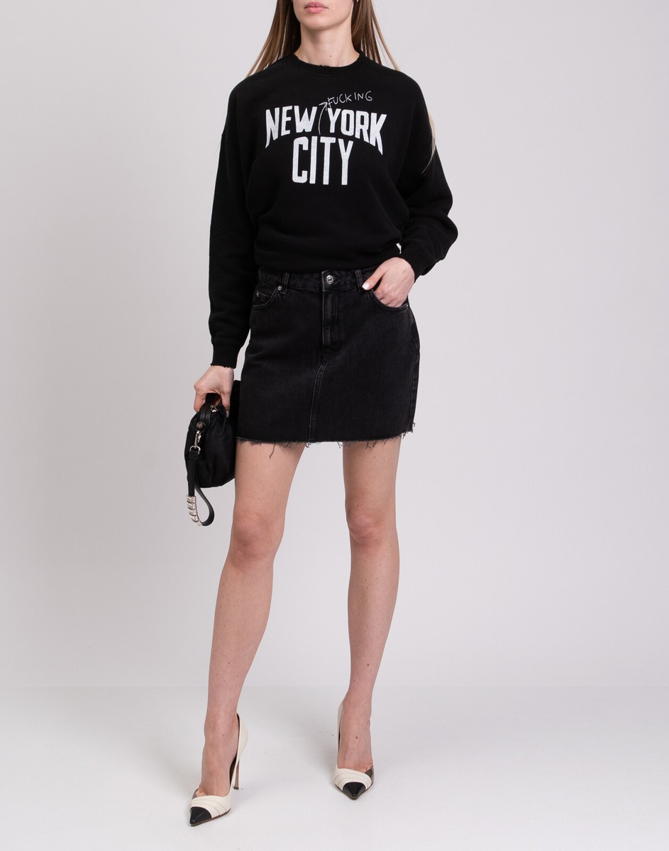 TOPSHOP Denim Mini Skirt Size UK 14 M Frayed Hem