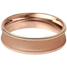 Men's 6mm Brushed Wedding Band Ring Solid 14K Rose Gold