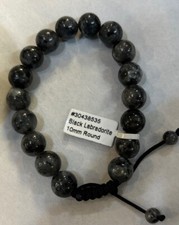 Adjustable Black Labradorite Bracelet 10 Mm Round