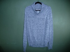 H M Men's Cowl Neck Long Sleeve Knit Sweater Grey Size XL