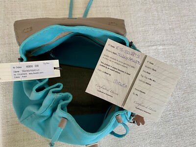 HENRY BEGUELIN TURQUOISE BLUE WITH SNAKESKIN ACCENTS LEATHER