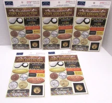 Lot of 5 Karen Foster Design Stickers ~ Coin Collecting