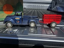 Vintage 1957 Tonka Pickup & red farm trailer - original cond. pressed steel toy