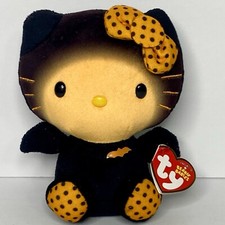 6” Hello Kitty Bat Halloween TY Beanie • Black & Orange • 2014
