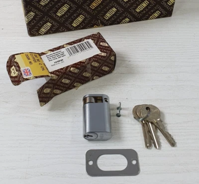 UNION 2X1 SC C Satin Chrome Half Cylinder Lock 5 Pin 49mm - S27