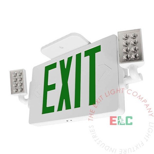 LFI Lights | Thin Green LED Exit Sign Emergency Light Combo | COMBOT-G-W-BB - Picture 2 of 3