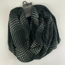 Modena Infinity Scarf Black and White Plaid Houndstooth