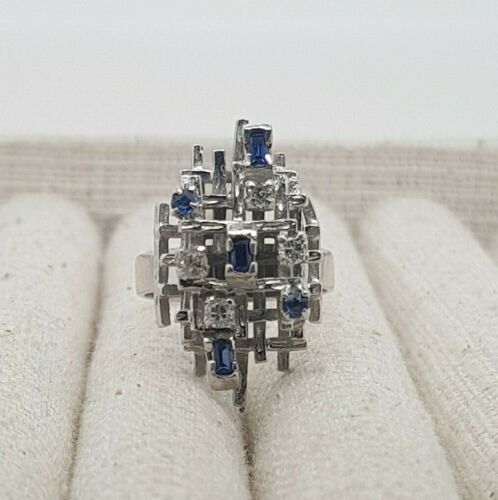 Sapphire and Diamond Ring Handmade 18ct White Gold Dress Ring Preloved VAL $2500 - Picture 8 of 12
