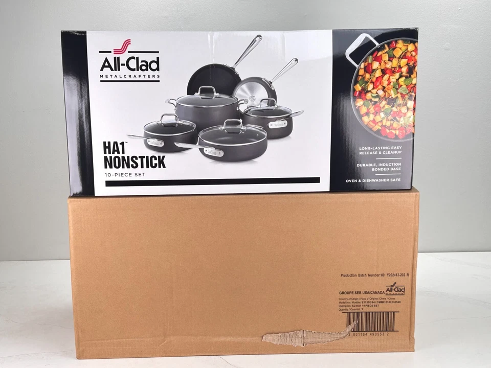 Panelas antiaderentes anodizadas rígidas All-Clad HA1, conjunto de 10 peças forno seguro tampa 500F - Imagem 2 de 4