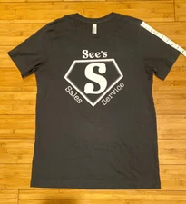 See's Sales Service Black Tee shirts NEW  (NOT A SEE'S CANDIES)
