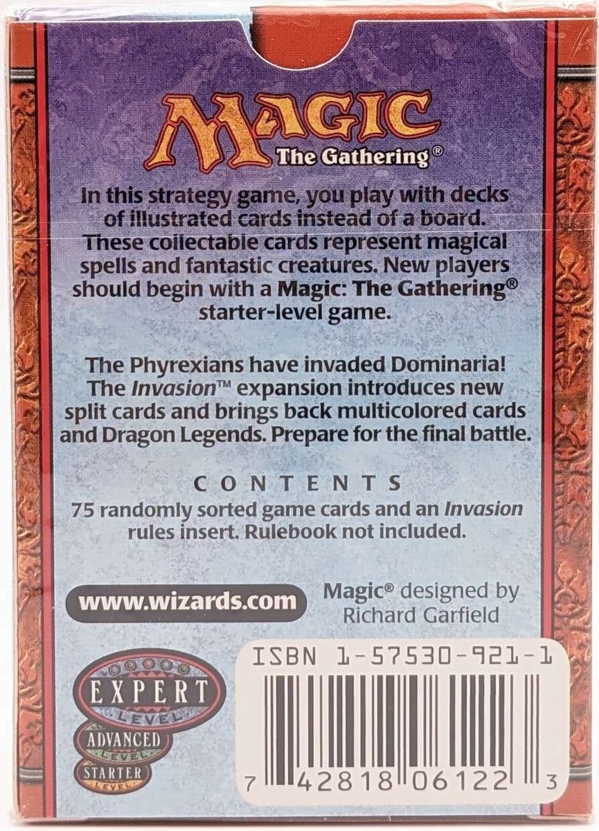Magic The Gathering Invasion Expert Level Tournament Pack 75 Cards