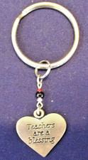 Metal Key Chain With Heart 'Teachers Are A Blessing' Beads Teacher Gift