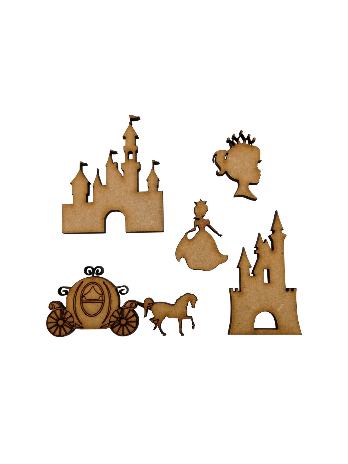 20x Princess Carriage Castle 5cm Wood Craft Embelishments Laser Cut Shape MDF