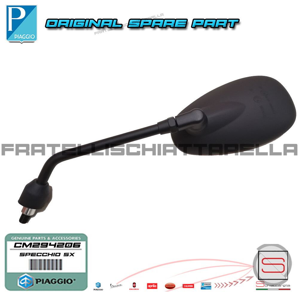 Specchietto Retrovisore Nero Lato Sinistro Originale Piaggio Per Beverly 125 Fino Al 2015, Beverly 300 2010-2020, Beverly 350 2012-2021