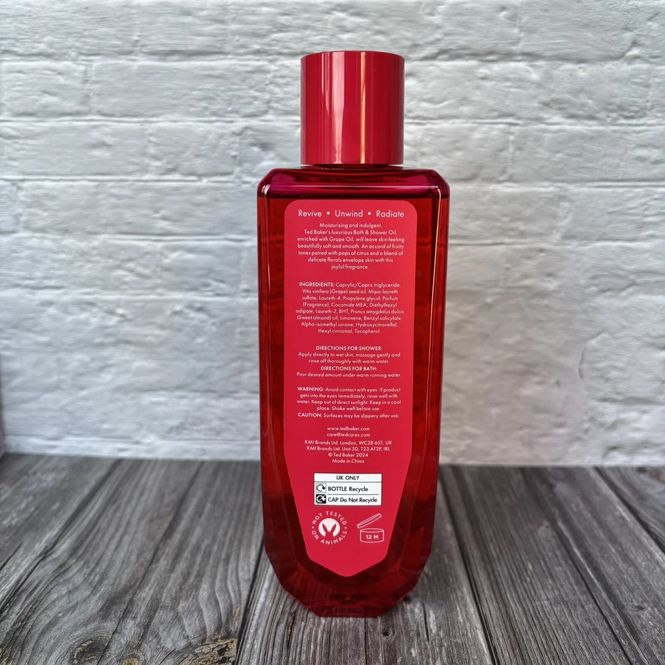 Ted Baker Raspberry & Orange Blossom Shower Bath Oil 500ml XXL Size New & Unused - Image 3 of 4