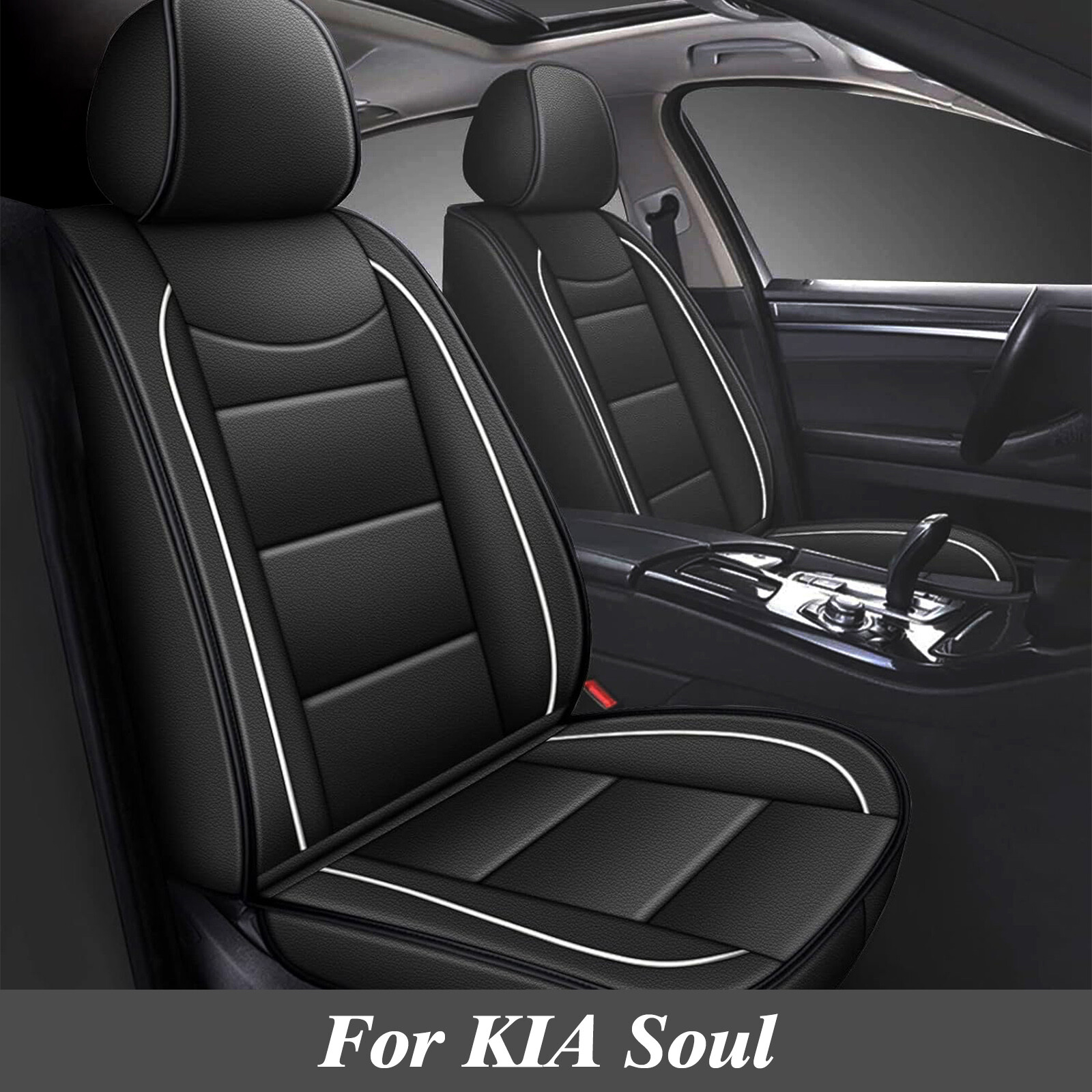 Car Seat Cover Front&Rear PU Leather 5-Sits Protector Pad For KIA Soul 2010-2024-image