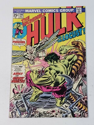 The Incredible Hulk 194 Marvel Comics vs the Locust Bronze Age 1975 sharp copy