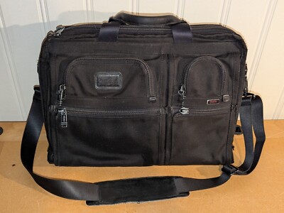 TUMI Alpha Black Ballistic Nylon Briefcase Messenger Laptop Shoulder Bag 26114DH