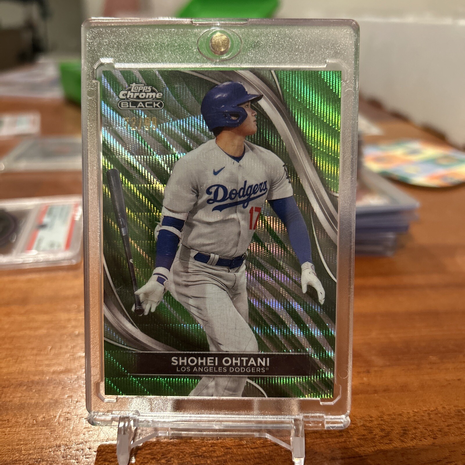 Shohei Ohtani 2024 Topps Chrome Black #85 Green Wave Shohei Ohtani 2024 Topps Chrome Black #85 Green Wave