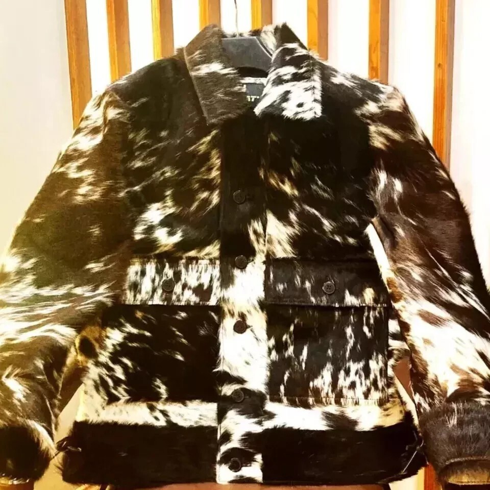 PONY Giacca in pelle di mucca capelli autentica pelle di cavallo naturale stile western