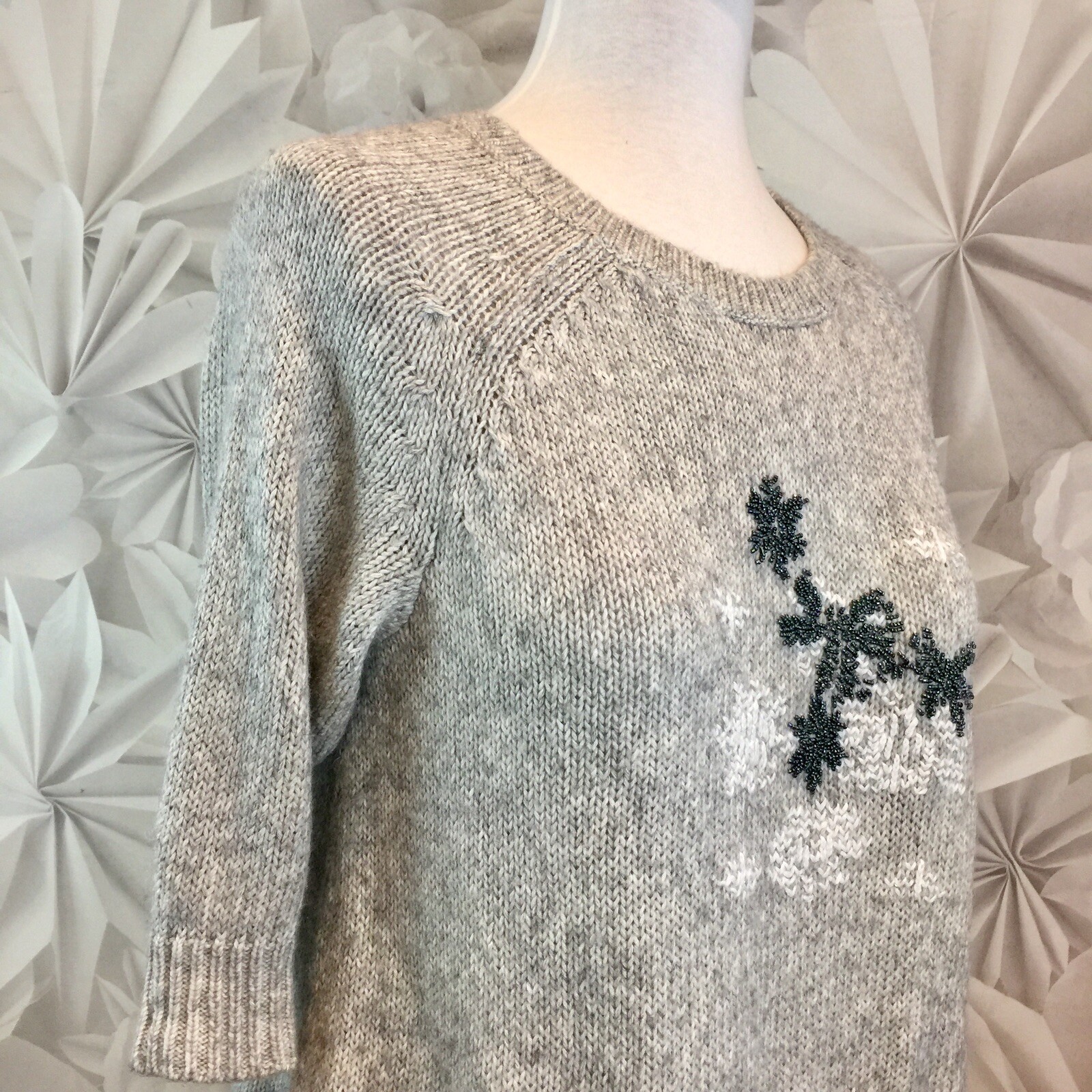 Ugly Christmas Sweater Lane Bryant Womens Grey Snowflake Crystals Sz 18 20  | eBay