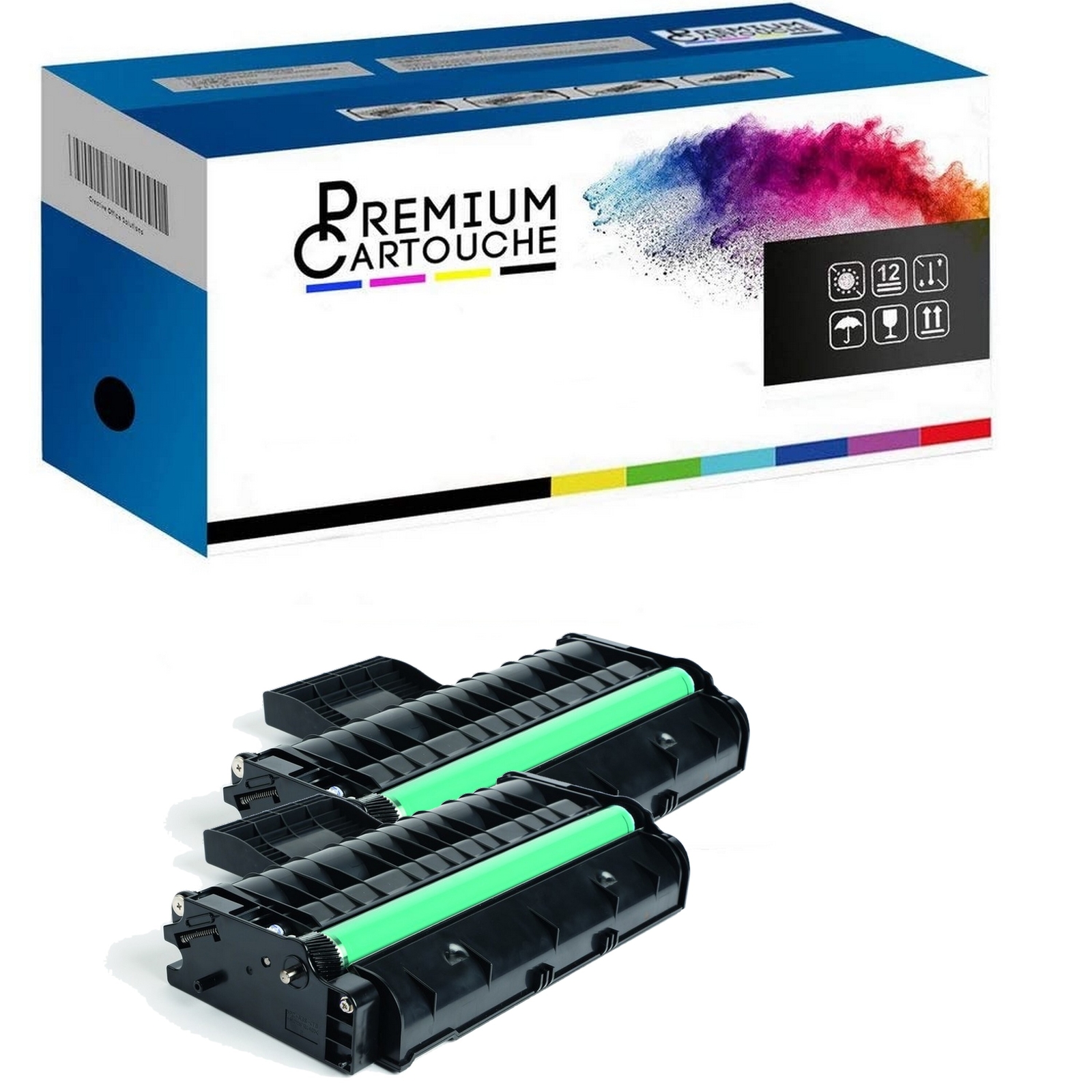 Pack de 2 toners noirs SP277HE haute capacité pour imprimante Ricoh