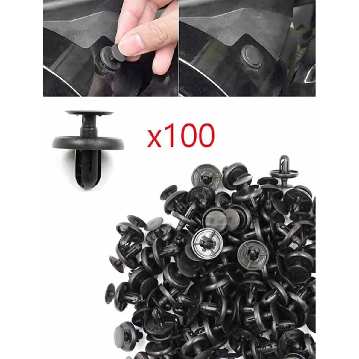 Lot De 100 Clips Poussoirs Plastique 7mm Pour Aile/parachoc - Compatibles Toyota, Pontiac Et Autres