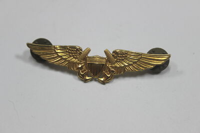 Vintage Navy Flight Officer Badge Wing Hilborn Hamburger 1/20 10K Sterling