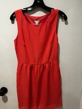 J Crew Orange Shift Lined Sleeveless Round Neck Dress Pockets Size 4