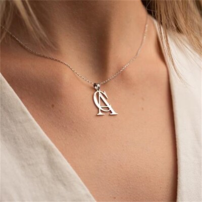 Custom Two Initials Letters Necklace Double Couple Letter Stainless Steel Chain