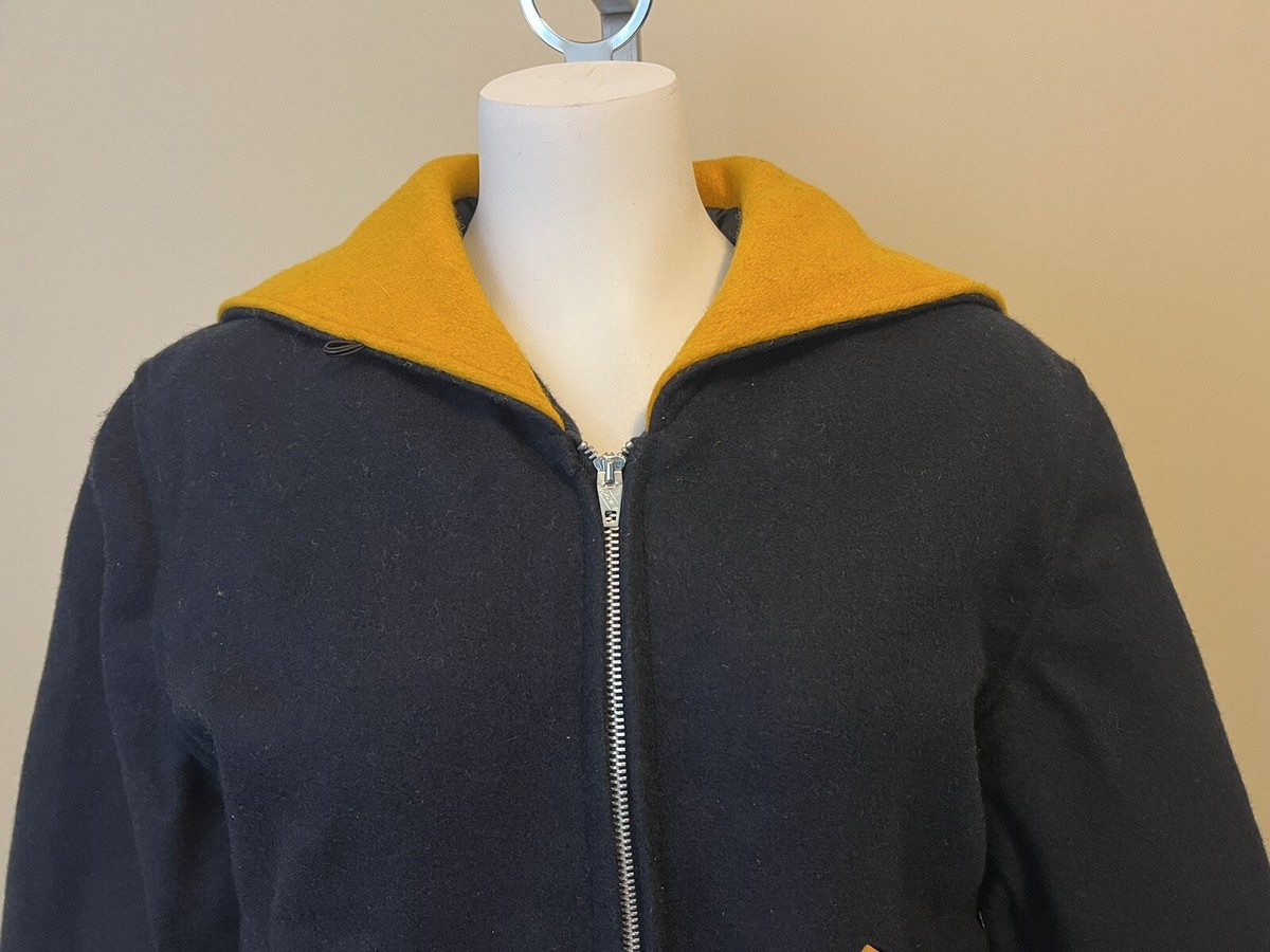 VTG New Butwin Blue Gold Wool Blend Quilted Lining Varsity