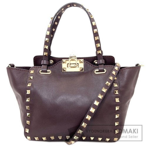 VALENTINO Valentino Studs 2WAY Handbag Calf Leather for Women Used