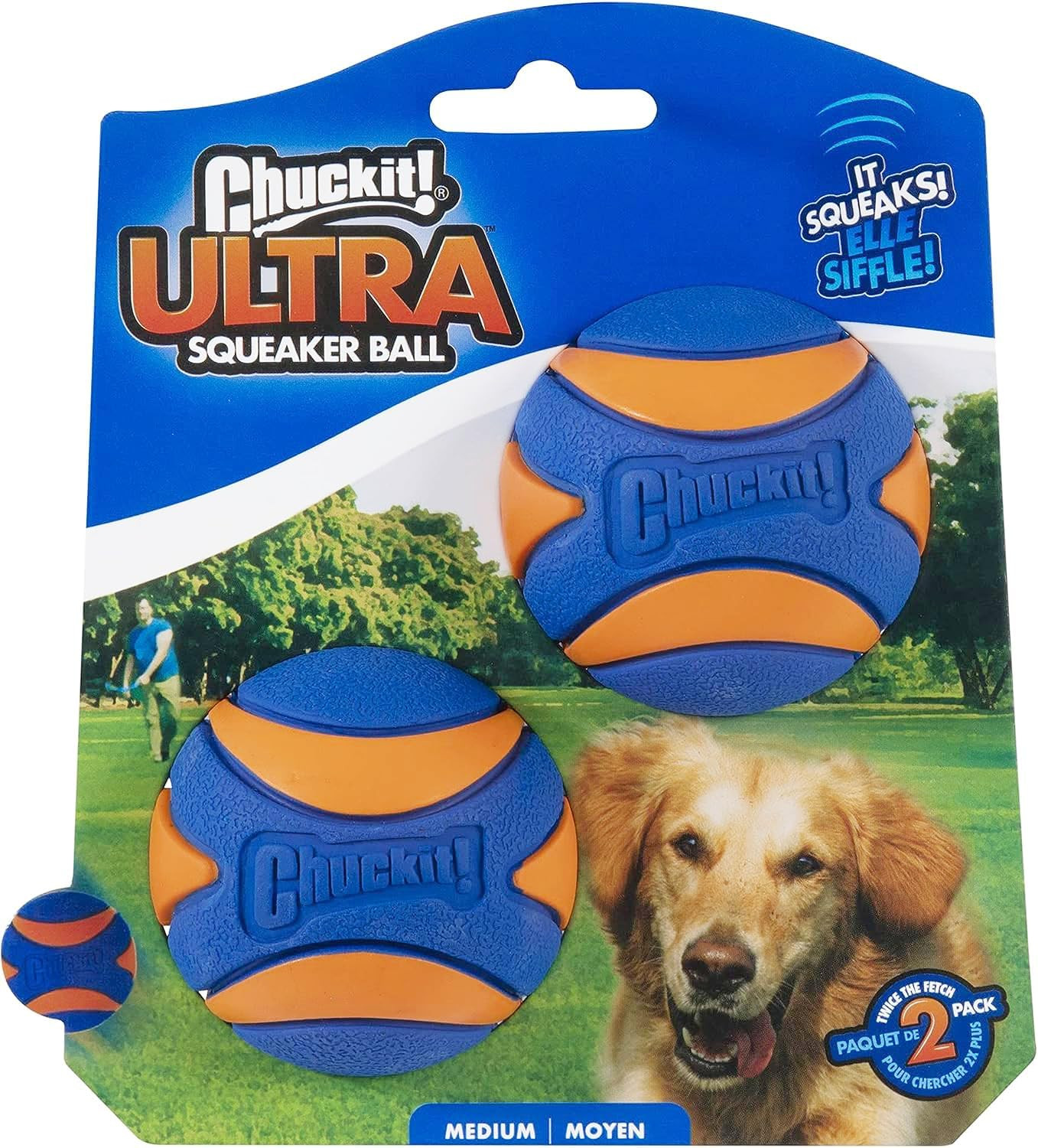 Chuckit! Ultra Squeaker Balls for Dogs, Durable Floating Rub