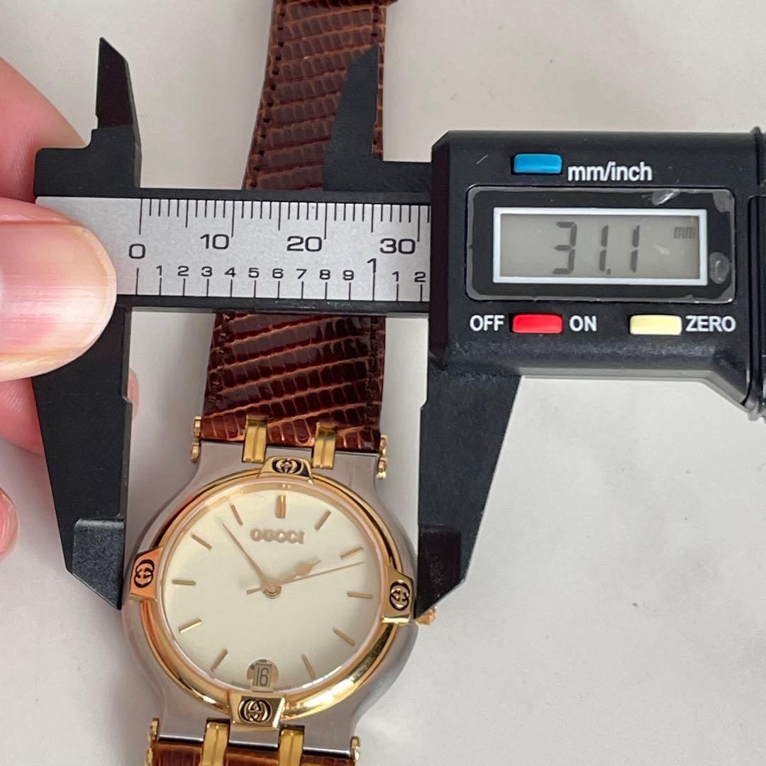 GUCCI 9000M Watch Genuine Leather Brown Quartz Battery Vintage Rare Japan thumbnail 5