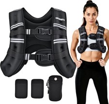 Weighted Vest 12Lb Body Weight Vest with Reflective Stripe for Women Men Black