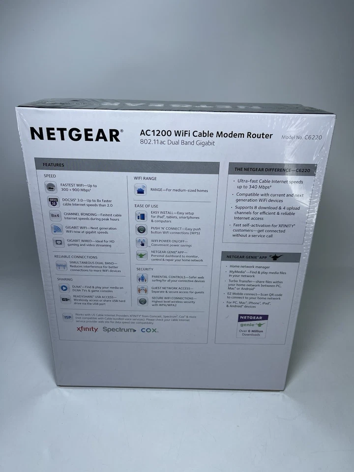 Netgear AC1200 WiFi Cable Modem Router (C6220) - Sealed - Image 3 of 4