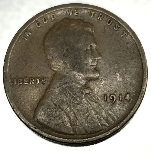 1914 P Lincoln Wheat Cent Penny VG Very Good 1c One Cent US Coin- 2463