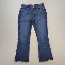 Frame Jeans Womens 28 Blue Le Crop Mini Boot Mid Rise Medium Wash Raw Hem Denim