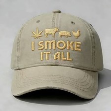 I Smoke It All Embroidered Vintage Washed Baseball Cap Funny Farm Animal Hat