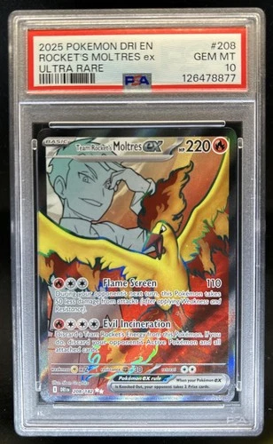 2025 Pokemon Destined Rivals Team Rocket's Moltres ex Ultra Rare #208/182 PSA 10