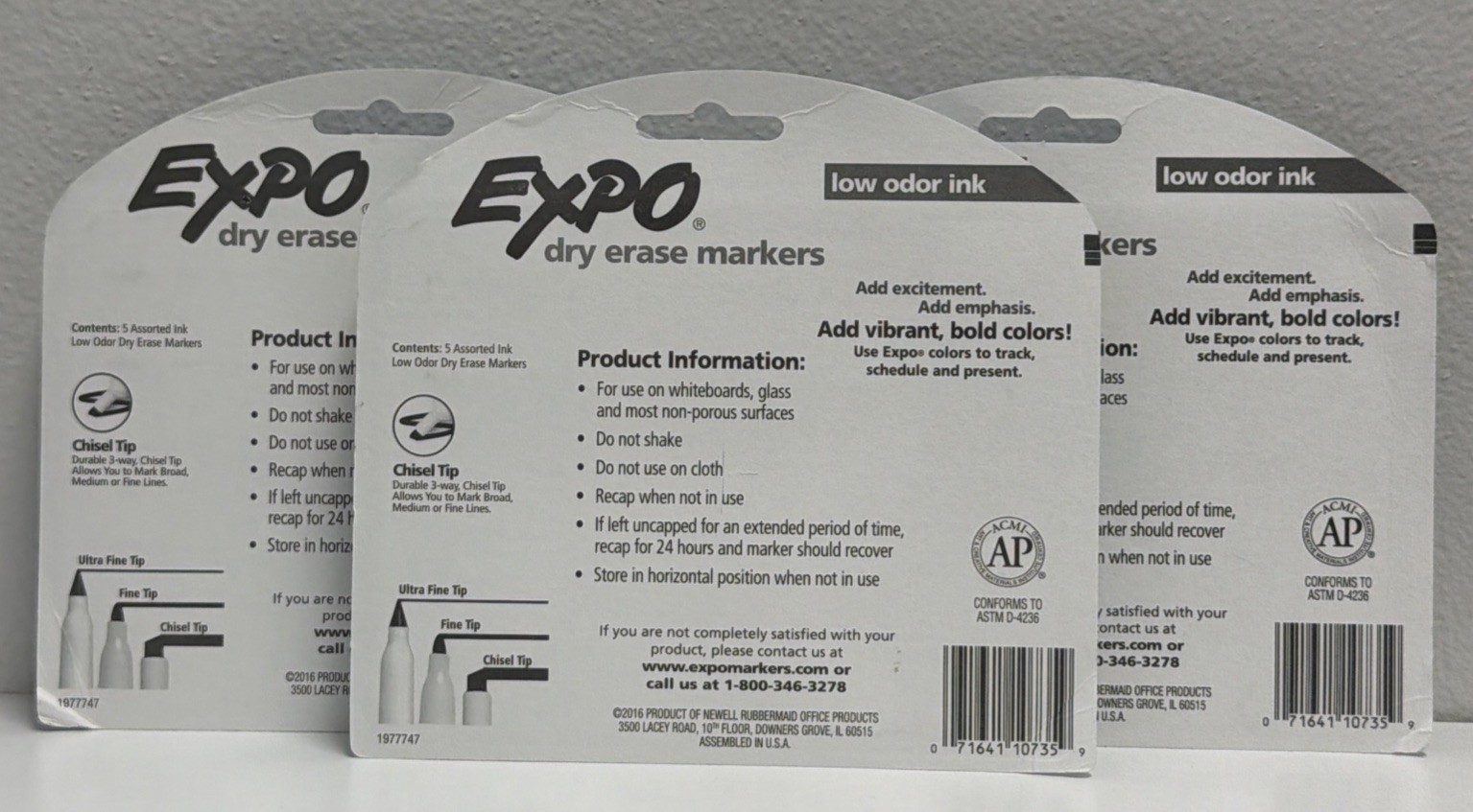 Expo Dry Erase Markers Black Chisel Tip Low Odor Lot of 15 NEW 3 x Pack Of 5