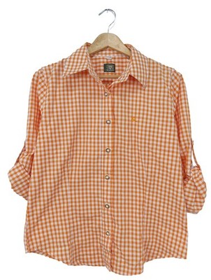 OS TRACHTEN Langarmhemd Damen Hemd Gr. DE 38 hellorange-weiß Casual-Look