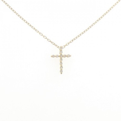 Authentic K18YG Cross Diamond Necklace 0.07CT #270-004-264-9837