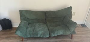 Pipishell 66in Corduroy Futon Sofa Bed Green Convertible Adjustable, 3-Seat
